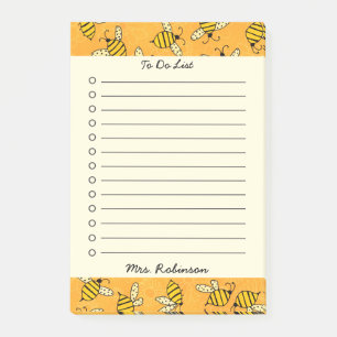 Niedlich beschäftigte Bienenlehrer für Liste 4x6 Post-it Klebezettel