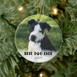 Niedlich BEST DOG EVENT Typografie Foto Weihnachte Keramik Ornament