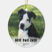 Niedlich BEST DOG EVENT Typografie Foto Weihnachte Keramik Ornament (Links)