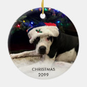 Niedlich BEST DOG EVENT Typografie Foto Weihnachte Keramik Ornament (Hinten)