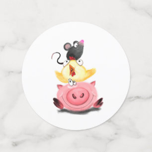 Niedlich Best Friends Piggy Chick and Mouse - Cart Konfetti