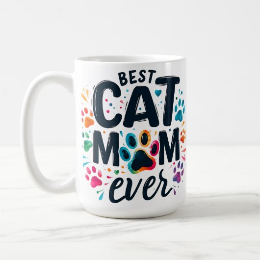 Niedlich Beste Cat Mama je Kaffeetasse (Links)