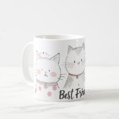 niedlich beste Katzen-Freunde Kaffeetasse (Vorderseite Links)