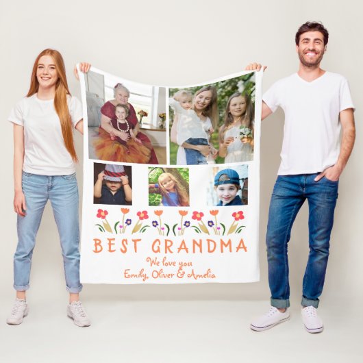 Niedlich Beste Oma Blume FotoCollage Fleecedecke (Beispiel)