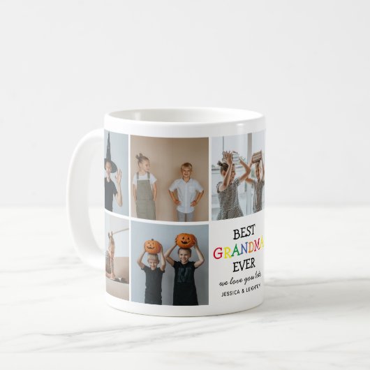 Niedlich Beste Oma je | Foto Collage Keepake Kaffeetasse (Vorderseite Links)