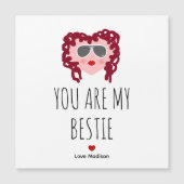 Niedlich Bestie Rosa Rotes Herz BESTE FREUNDIN Val Magnetkarte (Vorderseite)