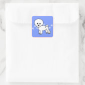 Niedlich Bichon Frise Cartoon - Blau Quadratischer Aufkleber (Tasche)