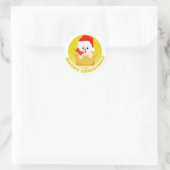 Niedlich Bichon Frise Christmas Funny Runder Aufkleber (Tasche)