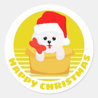 Niedlich Bichon Frise Christmas Funny Runder Aufkleber
