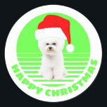 Niedlich Bichon Frise Christmas Funny Runder Aufkleber<br><div class="desc">Niedlich Bichon Frise Christmas Funny</div>