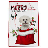 Niedlich Bichon Frise Dog Weihnachten Mittlere Geschenktüte (Vorderseite)