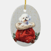 Niedlich Bichon Frise Dog Weihnachtsgeschenktasche Keramik Ornament (Vorne)