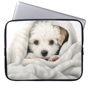 NIEDLICH BICHON FRISE PUPPIERT IN BLANKET LAPTOPSCHUTZHÜLLE