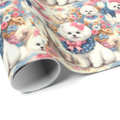 Niedlich Bichon Frisé Seamless Geschenkpapier (Rolleneckpunkt)