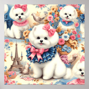 Niedlich Bichon Frisé Seamless Poster