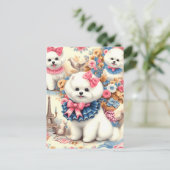 Niedlich Bichon Frisé Seamless Postkarte (Stehend Vorderseite)