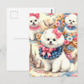 Niedlich Bichon Frisé Seamless Postkarte (Vorne/Hinten)