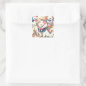 Niedlich Bichon Frisé Seamless Quadratischer Aufkleber (Tasche)
