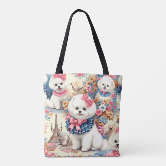Niedlich Bichon Frisé Seamless Tasche (Rückseite)