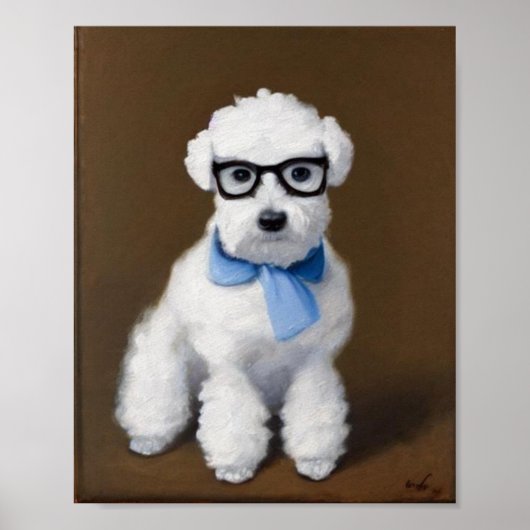 Niedlich Bichon Frisé Wearing Brillen Poster (Vorne)