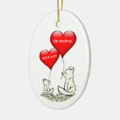 Niedlich Big and Small Fox mit Red Hearts Keramik Ornament (Links)