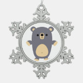 Niedlich Big Blue Cartoon Bärenholz Schneeflocken Zinn-Ornament (Vorderseite)