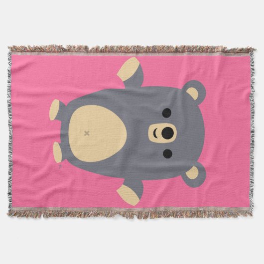 Niedlich Big Blue Cartoon Bear Throw Blanket Decke (Vorderseite)