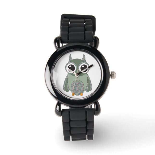 Niedlich Big Eye Calico Pattern Owl Armbanduhr (Vorderseite)