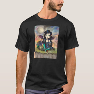 Niedlich Big Eye Fairy and Dragon Fantasy Art T-Shirt