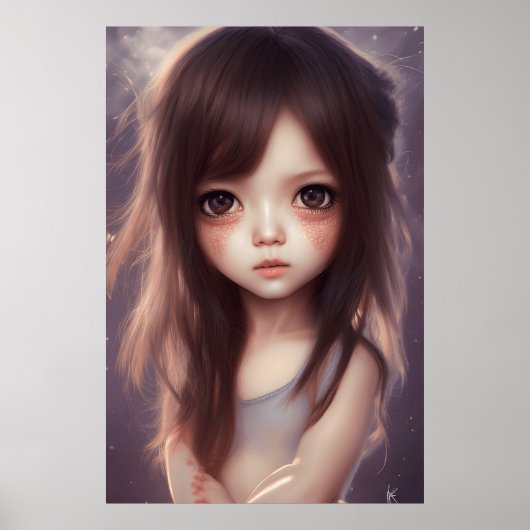 Niedlich Big eyes Boy Girl Kleinkind Moderne Kunst Poster (Vorne)