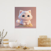 Niedlich Big Eyes Fluffy White Kitten Poster (Küche)
