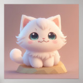 Niedlich Big Eyes Fluffy White Kitten Poster (Vorne)