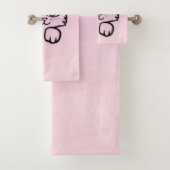 Niedlich Big Mit Augen Cat Peeking Pink Badhandtuch Set (Insitu)