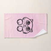 Niedlich Big Mit Augen Cat Peeking Pink Badhandtuch Set (Handtuch)