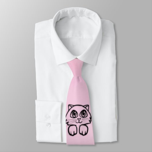 Niedlich Big Mit Augen Cat Pink Krawatte (Gebunden)