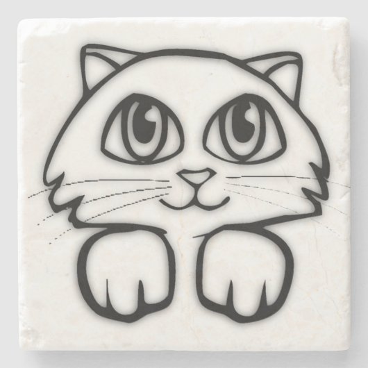 Niedlich Big Mit Augen Cat Steinuntersetzer (Vorderseite)