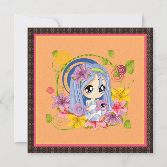 Niedlich Big Mit Augen Chibi Dragon Fairy (Vorderseite)