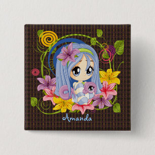 Niedlich Big Mit Augen Chibi Dragon Fairy Button