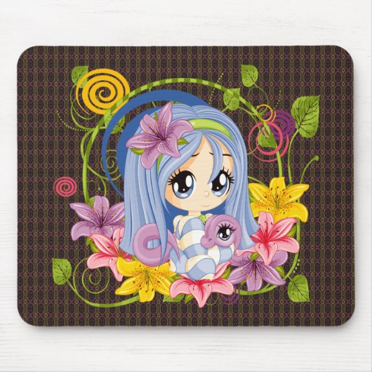 Niedlich Big Mit Augen Chibi Dragon Fairy Mousepad (Vorne)