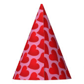 Niedlich Big Red Hearts rosa Muster Geburtstag Partyhütchen (Rückseite)