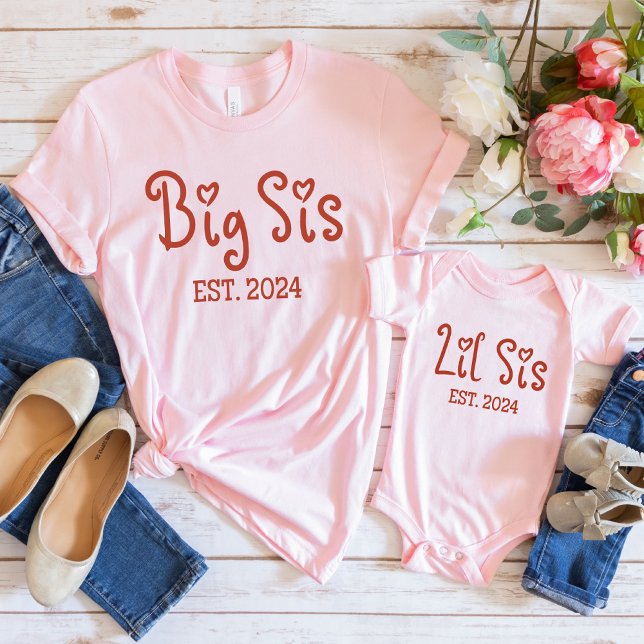 Niedlich Big Sis 2024 Shirt | Retro Big Sister (Von Creator hochgeladen)
