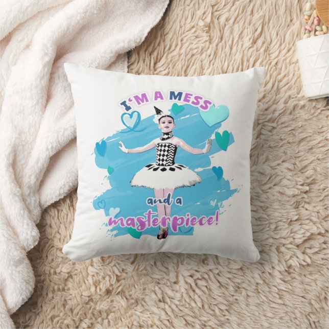 Niedlich bin ich ein Mess und Meisterwerk Ballerin Kissen (Decke)