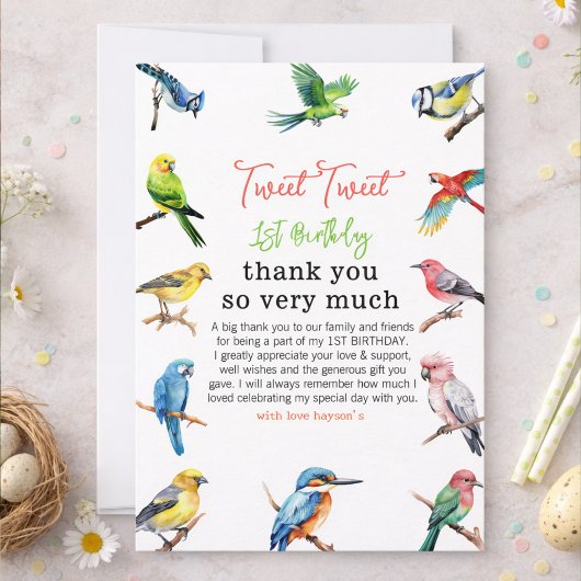 Niedlich Bird 1. Geburtstag Dankeskarte
