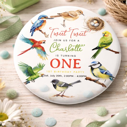 Niedlich Bird 1. Geburtstag Party Button