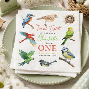 Niedlich Bird 1. Geburtstag Party Serviette