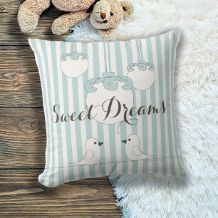 Niedlich Bird Baby Blue Stripe Kinderzimmer Room Kissen