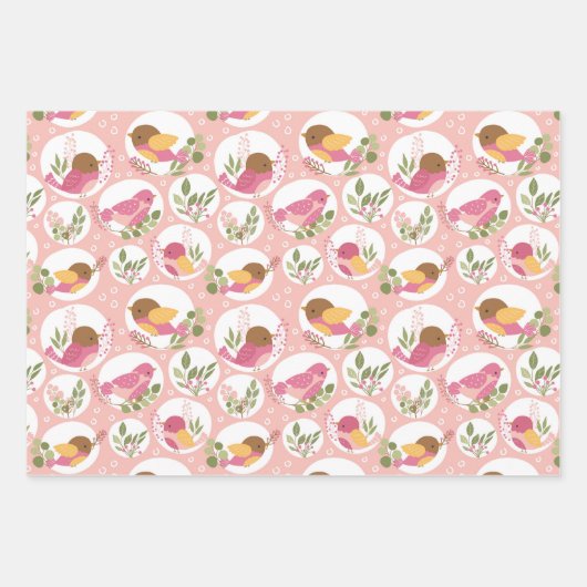 Niedlich Bird Baby Dusche Geschenkpapier Set (Vorderseite)