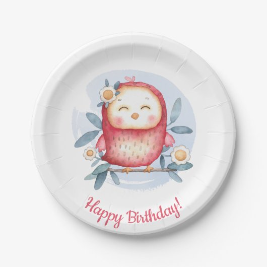 Niedlich Bird Birthday Pappteller (Vorderseite)