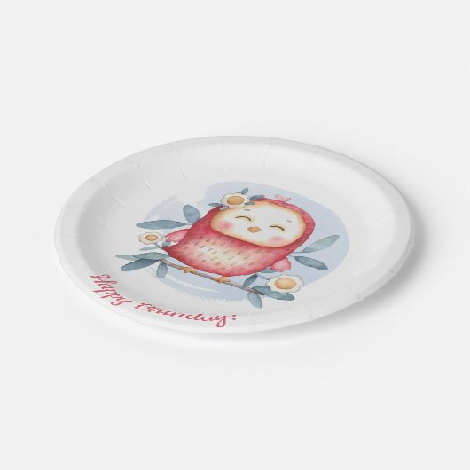 Niedlich Bird Birthday Pappteller (Schrägansicht)