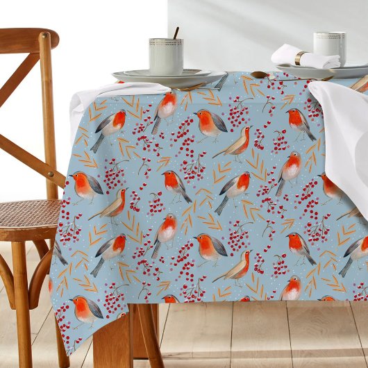 Niedlich Bird Blue Robin Winter Weihnachtsmuster Tischdecke